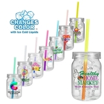 24 oz. Plastic Mason Jar with Mood™ Straw, Full Color Digi
