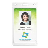 Vertical 1-Card Economy Frosted Rigid Plastic Badge Holders