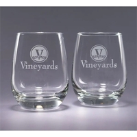 Set of two 4.5" x 3.25" 15.5-ounce stemless wine glasses in... from ASI 62985...
