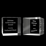 3" Optical Crystal Cube Award with 2D Customization