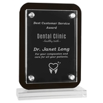 5.5" x 7.75" Black Floating Glass Standup Plaque