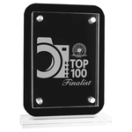 6.5" x 8.75" Black Floating Glass Standup Plaque