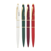 Brass ballpoint pen with twist action mechanism, ribbed design body and......