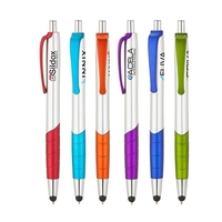 Plunger action ballpoint pen with clip and grip with color accents,... from...