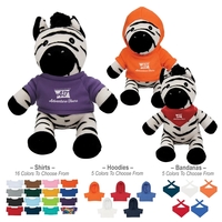 6" Zander Zebra with customizable shirt, bandana, or hoodie.... from ASI...