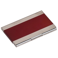 3.75" x 2.5" x 0.25" steel business card holder with snap-tight... from ASI...