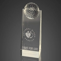 Elegantly crafted award with a golf ball image constructed on top.... from...