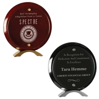 10" Round Rosewood Piano Finish Floating Jade Glass Standup