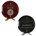 10" Round Rosewood Piano Finish Floating Jade Glass Standup