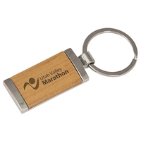1.875" x 1.3" x 0.25" beechwood and zinc keychain with split... from ASI...