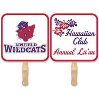 Sandwich style stock shape Square hand fan with wood handle attached... from...