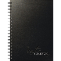 7" x 10" wire-bound notebook with textured metallic cover, foil imprint......