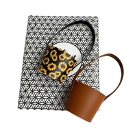 PU leather beverage holder with adjustable hook and loop fastener, for......