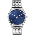 Caravelle Men's Silver-Tone Watch with Blue Dial