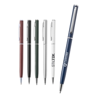 Iconic slim twist-action pen made of metal with silver trim.... from ASI...