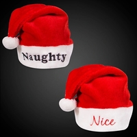 Nice and Naughty Santa Claus hats... from ASI 42016 Brighter Promotions Inc