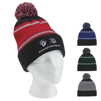 Tri-Tone Striped Pom Beanie With Cuff... from ASI 61125 Hit Promotional...