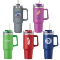 40 oz. vacuum insulated travel mug made of stainless steel with... from ASI...