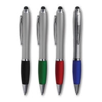 Twist-action pen with a black rubber grip and a stylus for... from ASI 90859...
