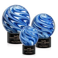 The mesmerizing Naples Art Glass Award features blue and white swirls... from...