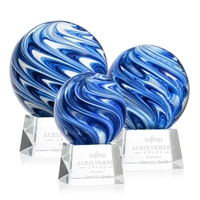 The mesmerizing Naples Art Glass Award features blue and white swirls... from...