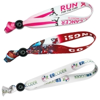 7.25" x 0.56" polyester wristband with adjustable sliding bead closure.......