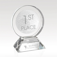 Crystal Sphere Award - 9" H - Optical - Golf Glow