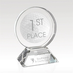 Crystal Sphere Award - 9" H - Optical - Golf Glow