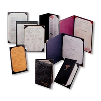 Menu leatherette covered single panel pocket menu cover with gold matted......