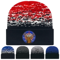C A Static Pattern Knit Cap With Cuff