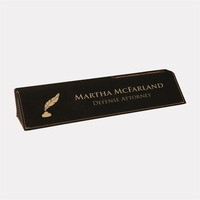 Leatherette Desk Nameplate with Business Card Holder