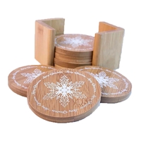 The 4" x 4" coaster set is made of bamboo wood... from ASI 92531 Unique...