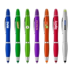 3-in-1 Plastic Ballpoint Pen with Highlighter and Soft Touch