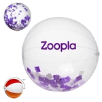 16" Purple and White Confetti Filled Clear Beach Ball