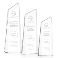 The freestanding thick Optical Crystal Belmont Tower Award features a...