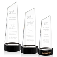 The thick Optical Crystal Belmont Tower Award on Base features a... from ASI...