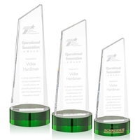 The thick Optical Crystal Belmont Tower Award on Base features a... from ASI...