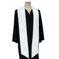 White 84" Graduation Stole with Lt Blue Binding