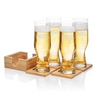 Our Beer Glass & Bamboo Coaster Sets are an exquisite gift... from ASI 84592...