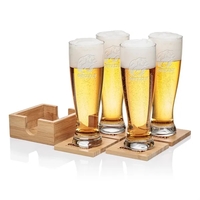 Our Beer Glass & Bamboo Coaster Sets are an exquisite gift... from ASI 84592...