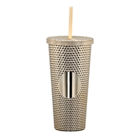 Gold Textured Tumbler with Straw 21oz