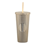 Gold Textured Tumbler with Straw 21oz