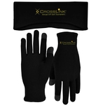 Lightweight Fleece Earband and Runners Text Gloves Combo