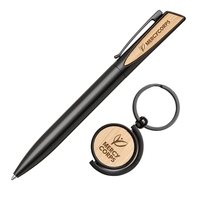 Alban Aluminium Pen w/Bamboo Keyring Set