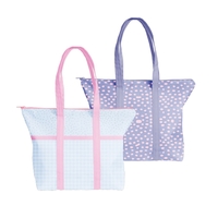 Large, gusseted, two-handled tote with zipper closure that measures 17.5"...