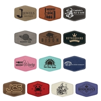 3.5" x 2.5" x 1/16" hexagonal PU leatherette garment patch.... from ASI 74601...