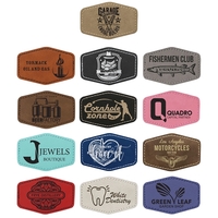 3" x 2" x 1/16" hexagonal PU leatherette garment patch.... from ASI 74601 Calico