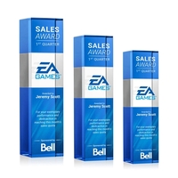 Araceli VividPrint™ Award intersects light blue crystal with a towering...