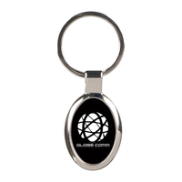 Black Laserable Metal Oval Keychain