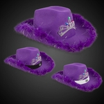 Purple Light Up Cowboy Hat w/ Tiara and Feather